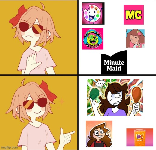 i agree with Miguel the bfdi fan 2008 meat cayon sucks but i made this meme anways | image tagged in trans drake meme,memes,facts,jouusta sucks,jadien animations rocks,mems | made w/ Imgflip meme maker
