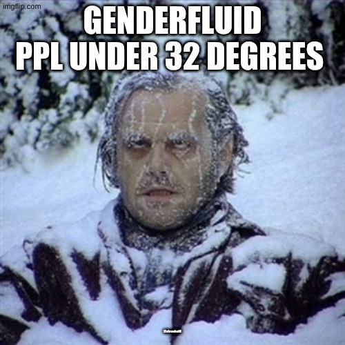 Frozen Guy | genderfluid ppl under 32 degrees; (Fahrenheit) | image tagged in frozen guy | made w/ Imgflip meme maker