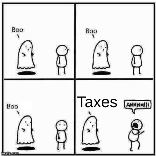 Ghost Boo | Taxes | image tagged in ghost boo | made w/ Imgflip meme maker