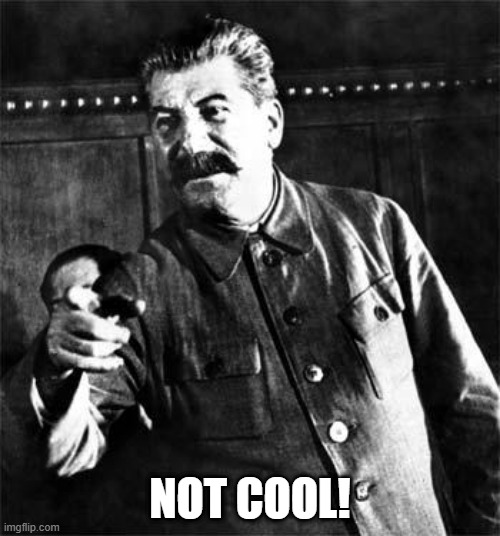 Stalin | NOT COOL! | image tagged in stalin | made w/ Imgflip meme maker