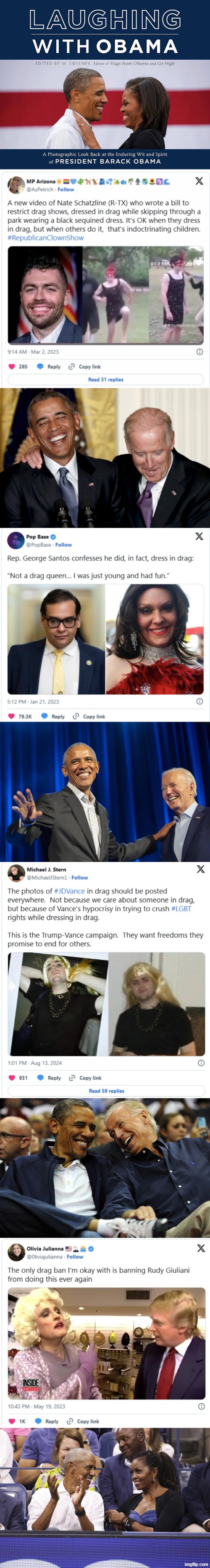 LAUGHING WITH OBAMA | image tagged in barack obama,donald trump,jd,rudy giuliani,jeffrey epstein,political meme | made w/ Imgflip meme maker