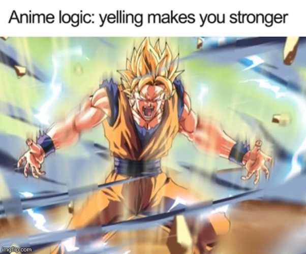 image tagged in anime,logic,yelling,true,funny,strong | made w/ Imgflip meme maker
