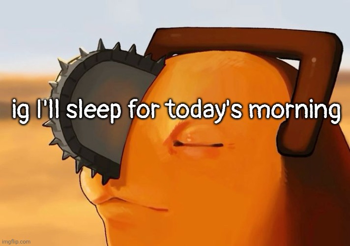 sleeping | ig I'll sleep for today's morning | image tagged in pochita cooked | made w/ Imgflip meme maker