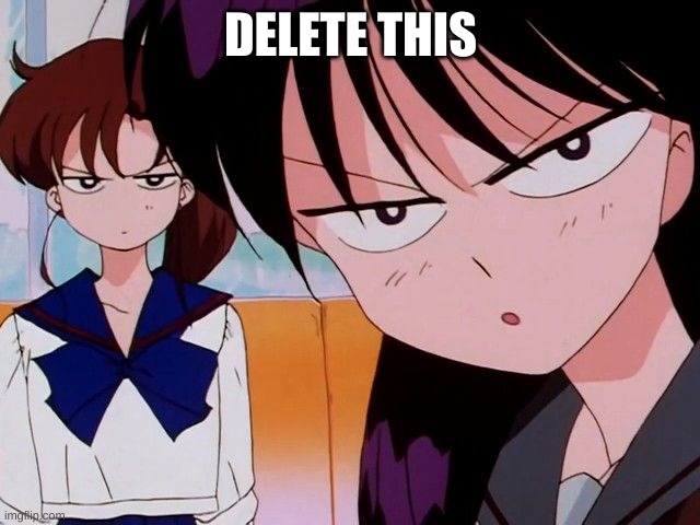 Angry Rei and Makoto | Delete This | image tagged in angry rei and makoto | made w/ Imgflip meme maker