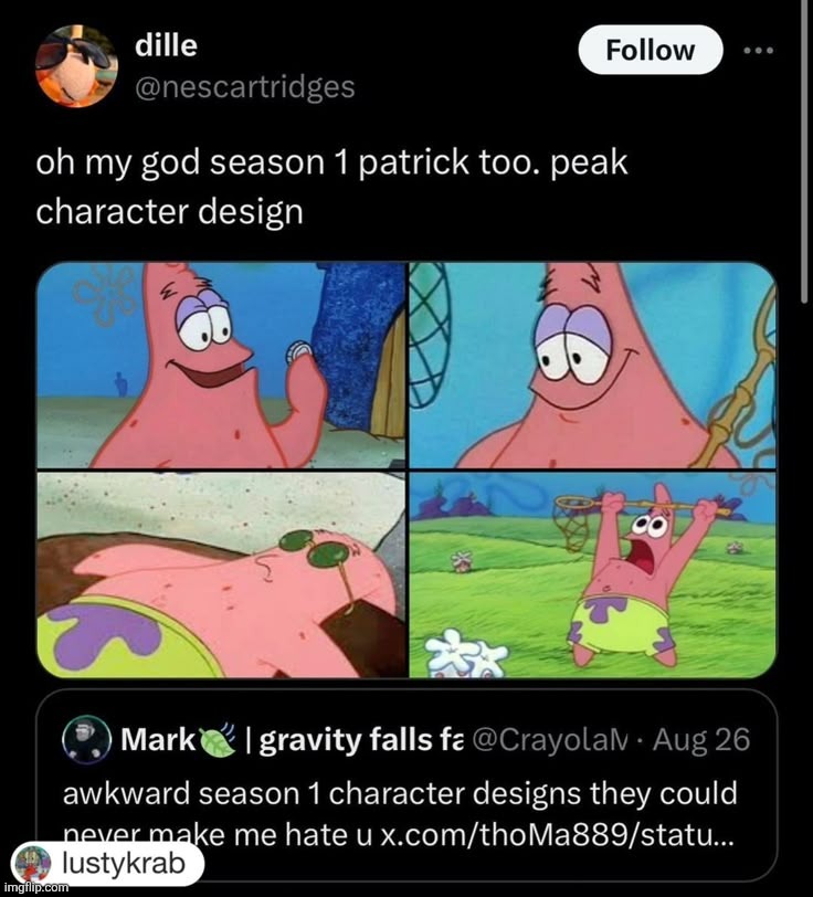 Patrick s1 design was goated lowk | made w/ Imgflip meme maker