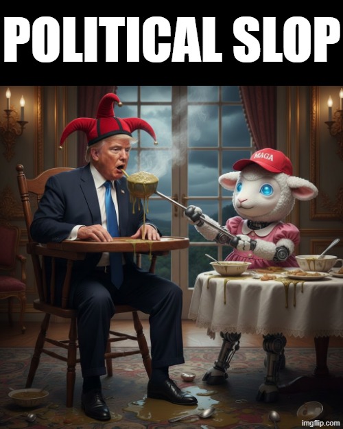 POLITICAL SLOP | POLITICAL SLOP | image tagged in ai slop,donald trump,maga,make america great again,political meme,vomit | made w/ Imgflip meme maker