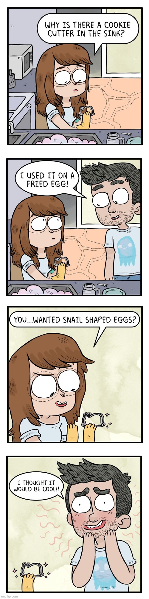 image tagged in washing dishes,cookie cutter,eggs,snail,shape,cool | made w/ Imgflip meme maker
