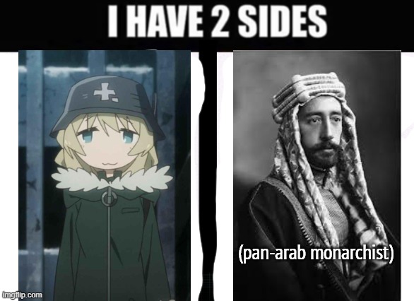 i have 2 sides | (pan-arab monarchist) | image tagged in i have 2 sides | made w/ Imgflip meme maker