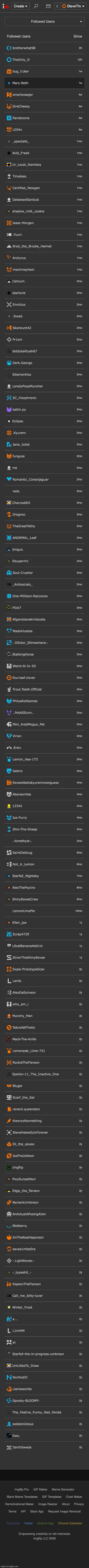 Here’s my followed list | made w/ Imgflip meme maker