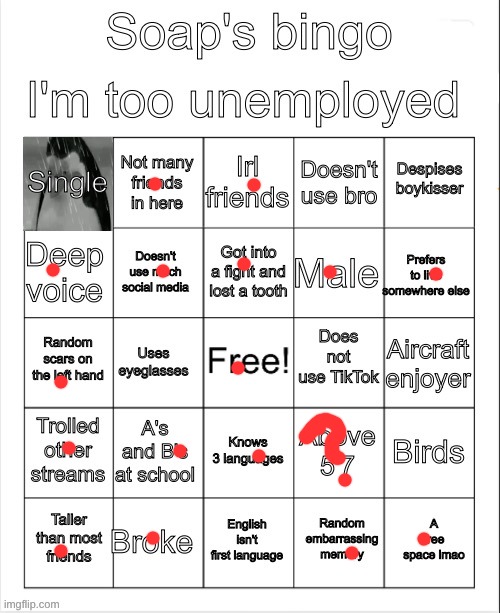 Soap's bingo | image tagged in soap's bingo | made w/ Imgflip meme maker
