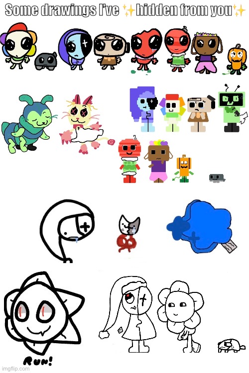 D o o d l e s | Some drawings I’ve ✨hidden from you✨ | image tagged in get your jax toy,get a little laugh boy,if ur not down2clown,i wont let that,get,me down | made w/ Imgflip meme maker