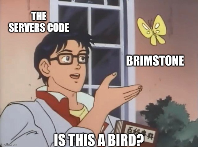 Is this a bird? | the servers code brimstone is this a bird? | image tagged in is this a bird | made w/ Imgflip meme maker