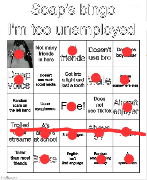 Soap's bingo | image tagged in soap's bingo | made w/ Imgflip meme maker