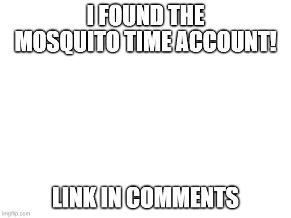 Blank White Template | i found the mosquito time account! link in comments | image tagged in blank white template | made w/ Imgflip meme maker