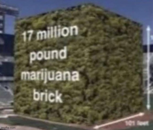 How long would it take to smoke this | image tagged in 17 million pound marijuana brick | made w/ Imgflip meme maker