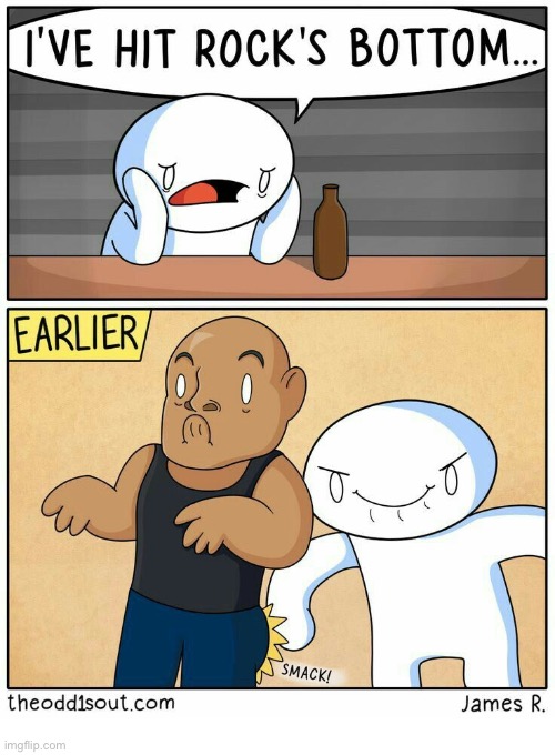 The Odd 1s Out | image tagged in comics,the odd 1s out,hit,rocks bottom,depressed,the rock | made w/ Imgflip meme maker