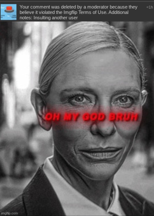 person I was insulting was a 2026 joindate who was calling me a newgen | image tagged in oh my god bruh | made w/ Imgflip meme maker