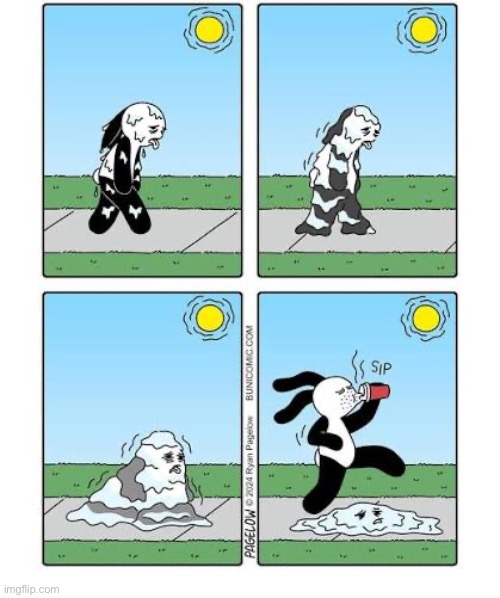 Buni Comics | image tagged in comics,buni comics,hot,sun,melted,hot coffee | made w/ Imgflip meme maker