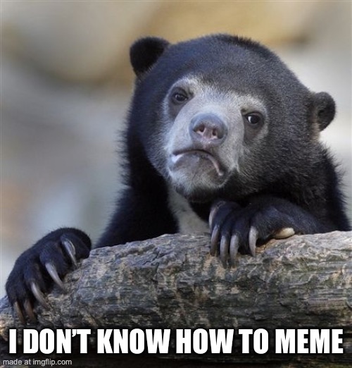 Confession Bear | I don’t know how to meme | image tagged in memes,confession bear | made w/ Imgflip meme maker