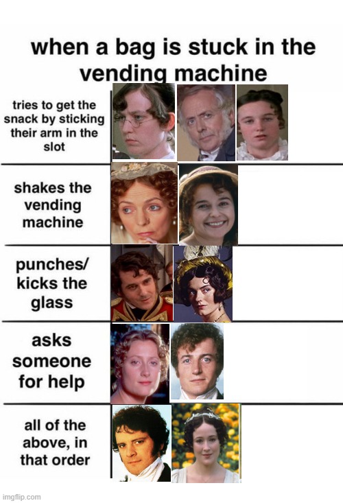 Pride and Prejudice Vending Machine | image tagged in when a bag is stuck in the vending machine | made w/ Imgflip meme maker