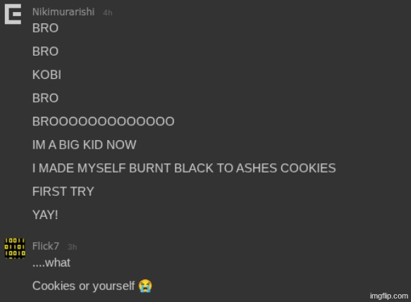 How the cooking went, but Flick7 is... yeah | image tagged in screenshot 2026-05-11 5 37 06 pm png,flick7 | made w/ Imgflip meme maker