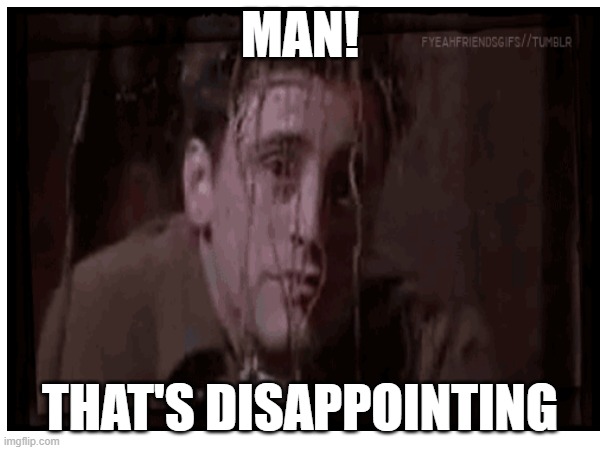 Joey | man! That's disappointing | image tagged in disappointed | made w/ Imgflip meme maker