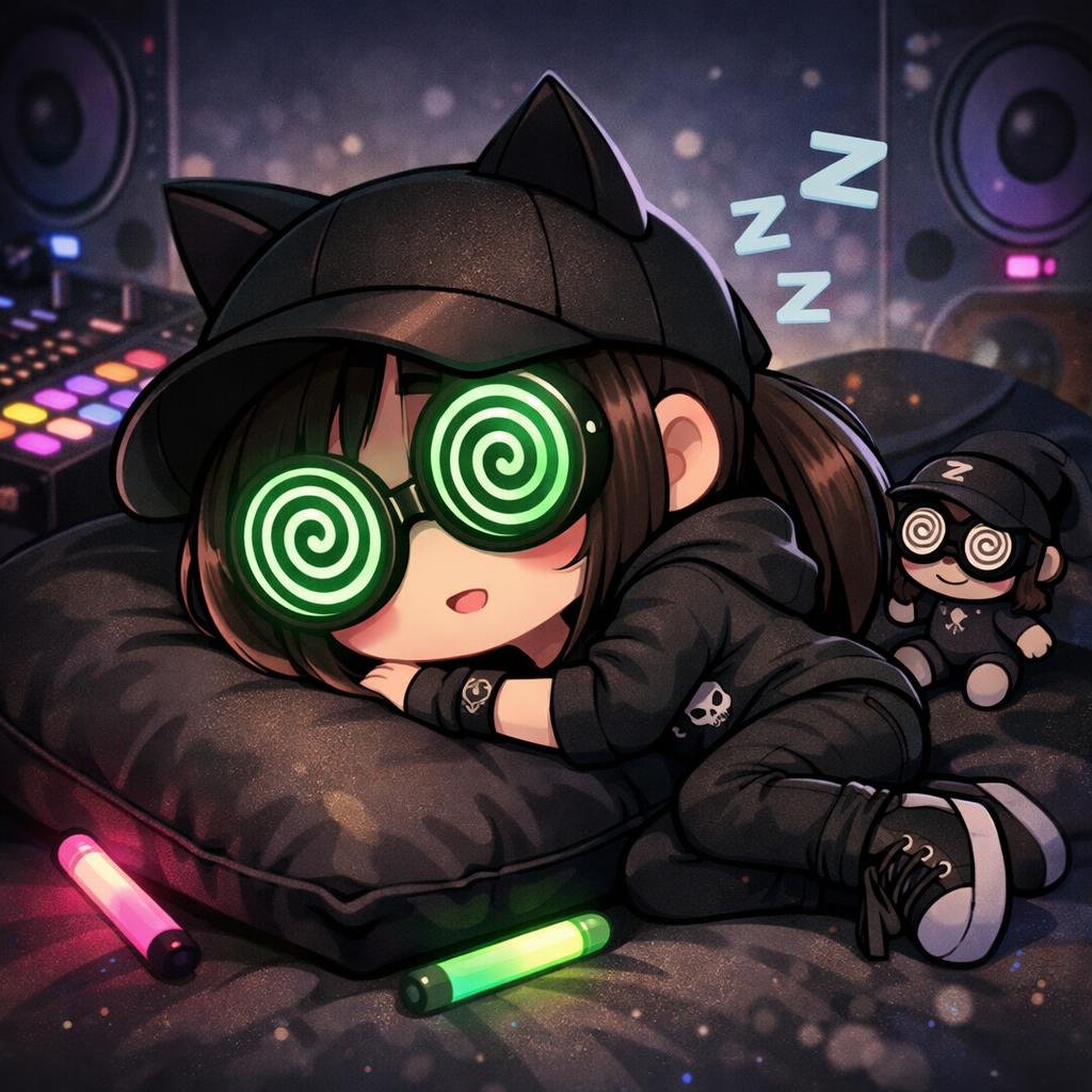 Chibi animation of Edm artist rezz sleeping Blank Meme Template