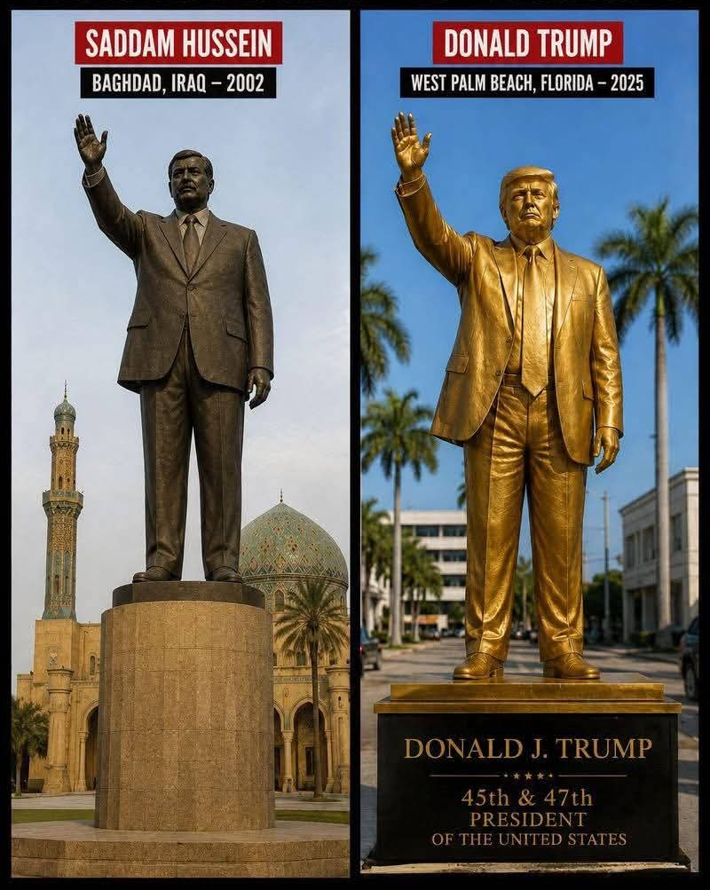 Saddam Hussein Donald Trump Statues Blank Meme Template