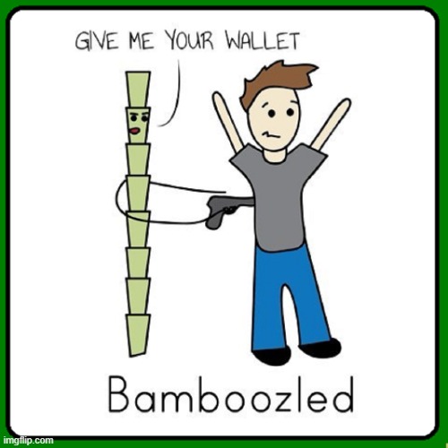 Meanwhile.... in the Japanese Gardens | image tagged in vince vance,cartoon,bamboo,bamboozled,wallet,hold up | made w/ Imgflip meme maker