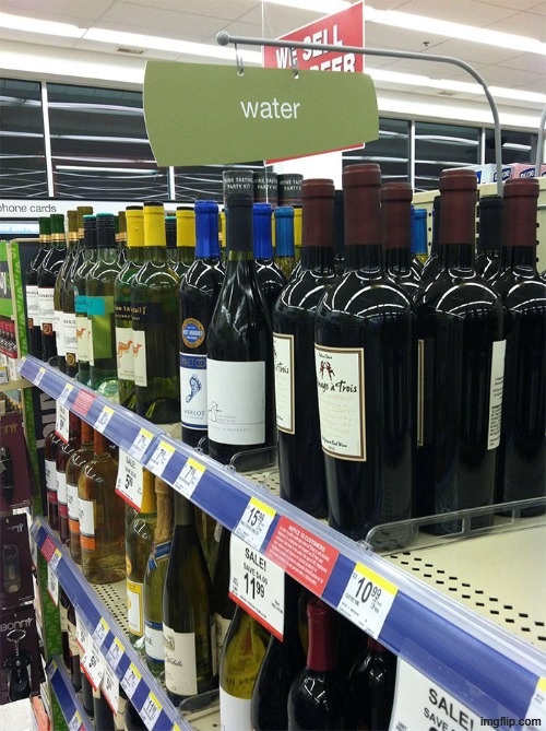 I love water | image tagged in water,alcohol,you had one job,not funny,funny | made w/ Imgflip meme maker