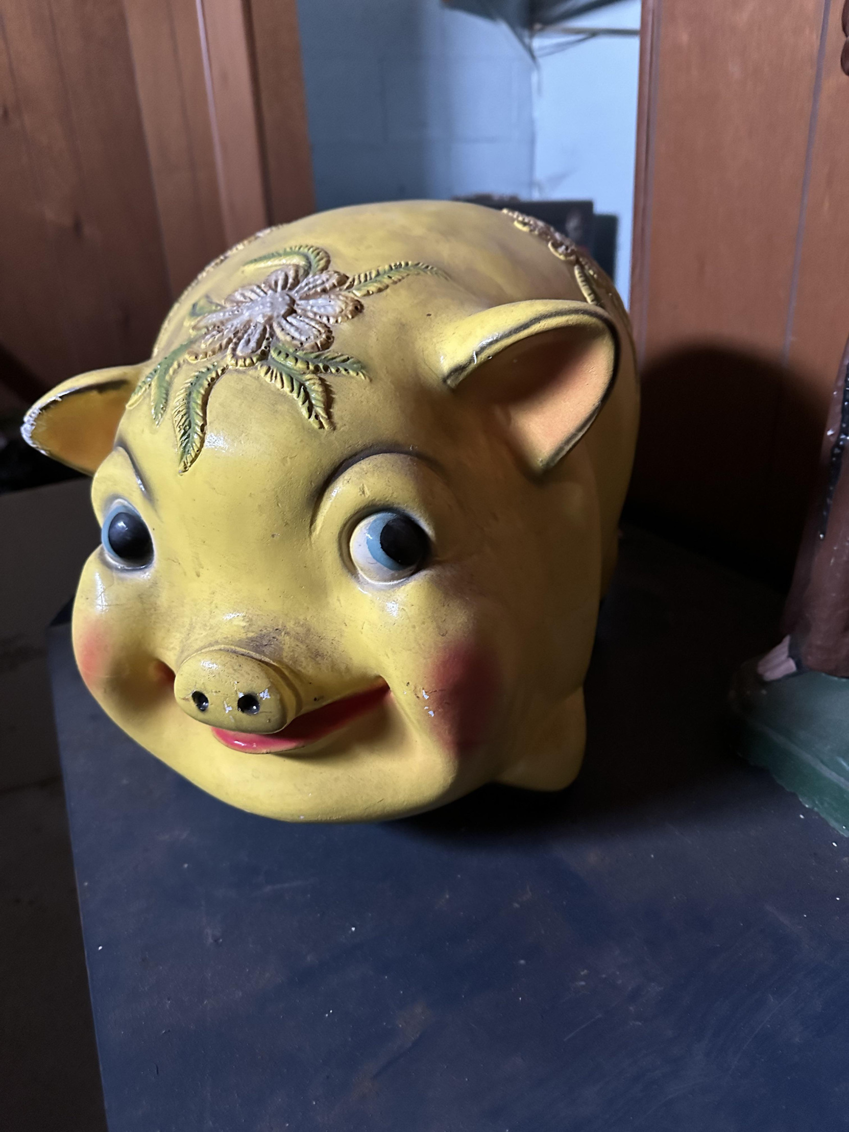 Cursed yellow piggy bank Blank Meme Template