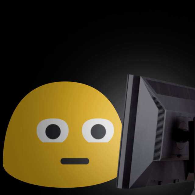 Blob looks at a computer Blank Meme Template