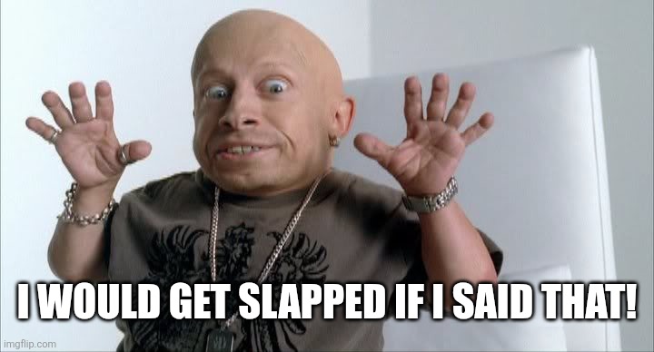 midget | I would get slapped if I said that! | image tagged in midget | made w/ Imgflip meme maker