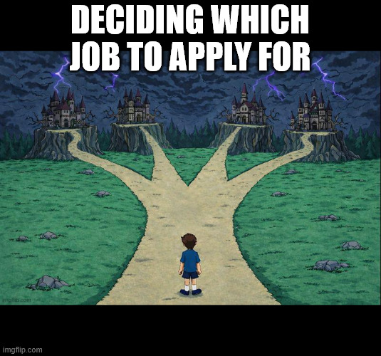 Job Search | Deciding which job to apply for | image tagged in shortlist-stilldontlikeany jpeg | made w/ Imgflip meme maker