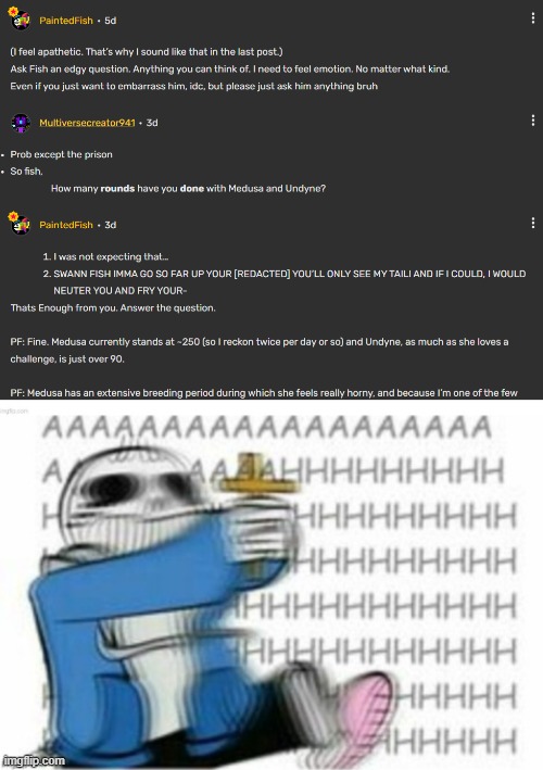 context: it means "making the baby" thingy (Fish is really horny now bruh :skull:) | image tagged in sans with cross | made w/ Imgflip meme maker