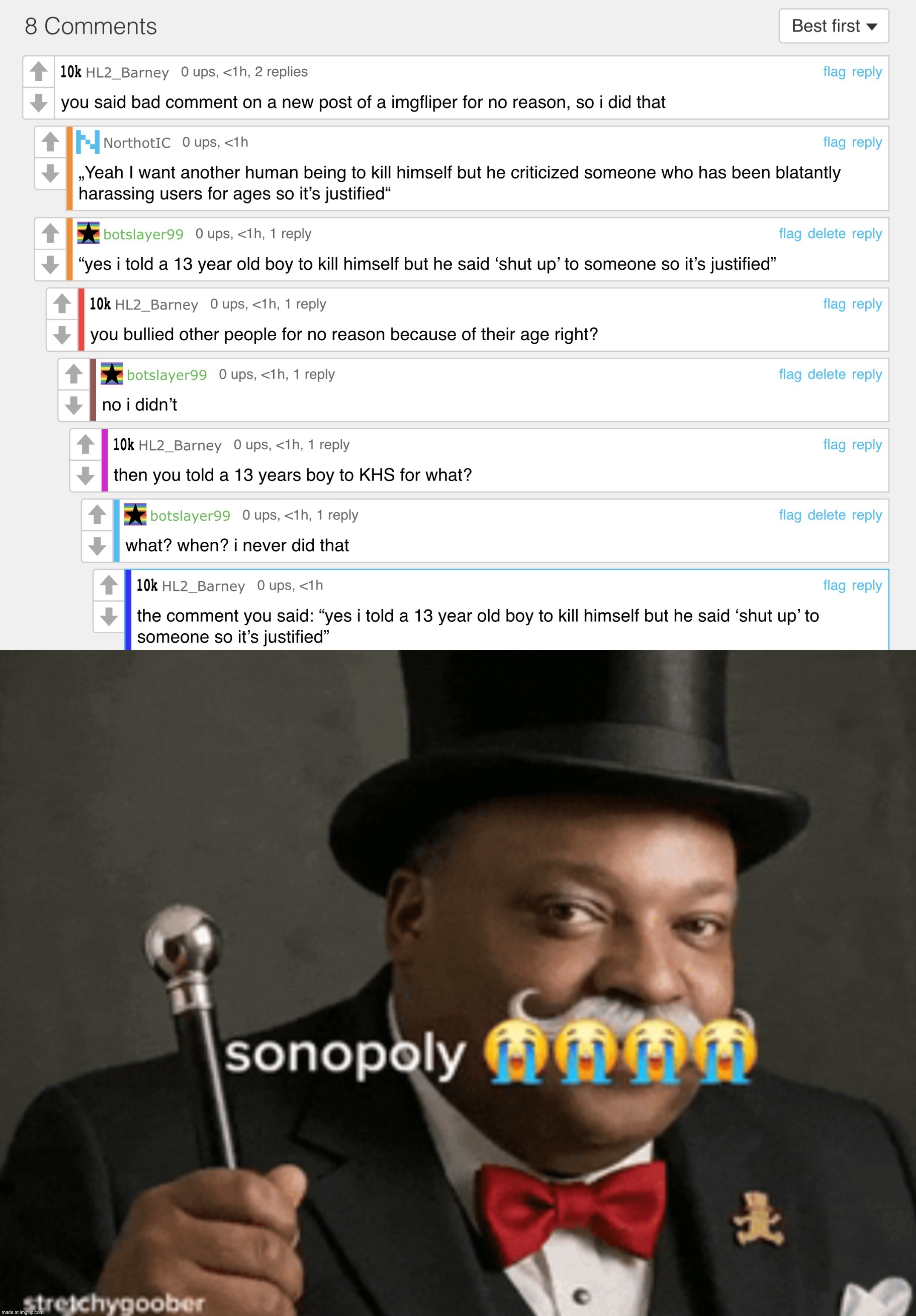 mf doesn’t understand english, context: i used to know him, but sent the ltg kys meme to me when i said shut up to garfieldfan | made w/ Imgflip meme maker