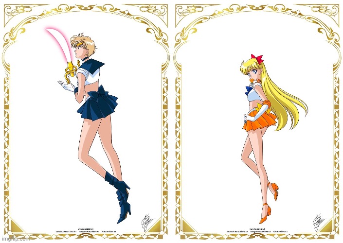 Sailor Uranus and Sailor Venus Belly Blank Meme Template