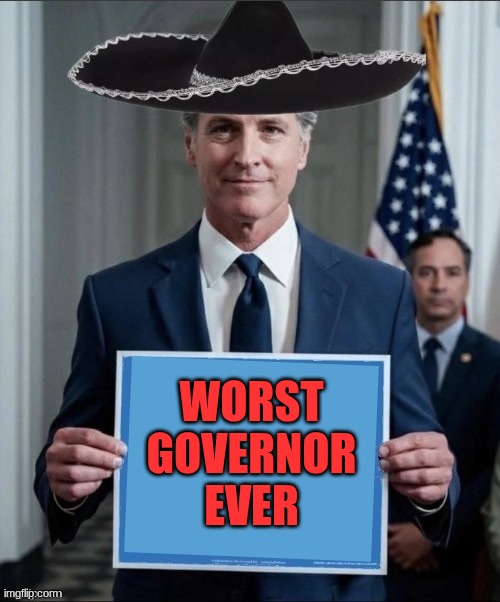 He finally told the truth | Worst governor ever | image tagged in greasy gavin holding sign | made w/ Imgflip meme maker
