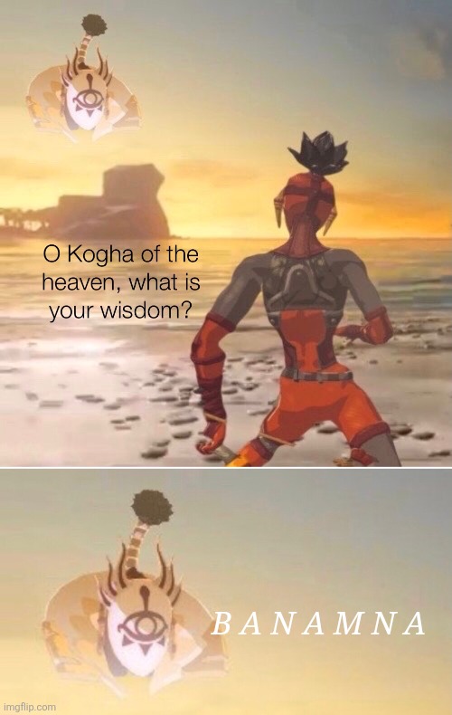 Kogah of the hevan, what is your wisdom | B A N A M N A | image tagged in kogah of the hevan what is your wisdom | made w/ Imgflip meme maker