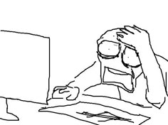Guy looking at computer with horror Blank Meme Template