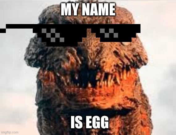 shin Godzilla stare | MY NAME; IS EGG | image tagged in shin godzilla stare | made w/ Imgflip meme maker