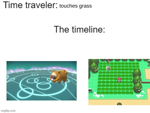 I believe bidoof is the real creator of pokemon up vote if you agree | touches grass | image tagged in time traveler,pokemon,bidoof | made w/ Imgflip meme maker