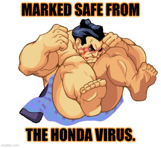 Safe from Honda | Marked safe from; The Honda virus. | image tagged in e honda | made w/ Imgflip meme maker