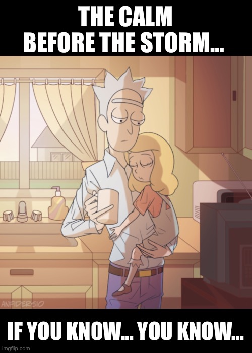 Calm Rick and Morty | The calm before the storm…; If you know… you know… | image tagged in rick and morty,the before,a moment in time | made w/ Imgflip meme maker