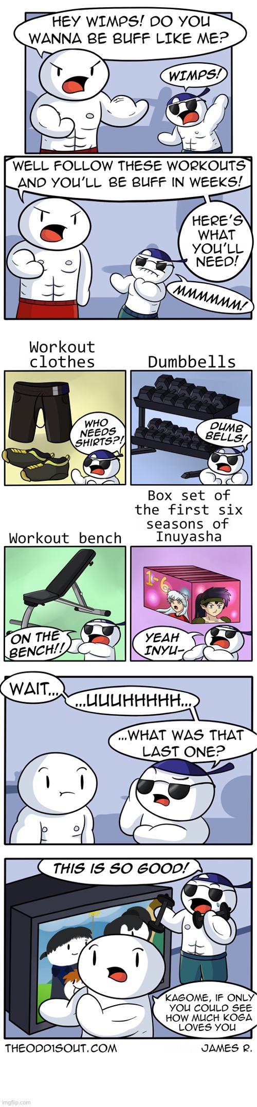 The Odd 1s Out | image tagged in comics,the odd 1s out,wimps,buff,equipment,inuyasha | made w/ Imgflip meme maker
