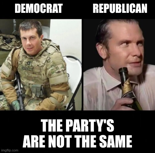 Not The Same | Democrat               Republican; The party's are not the same | image tagged in trump,gop,maga,nazi,fascists,different values | made w/ Imgflip meme maker