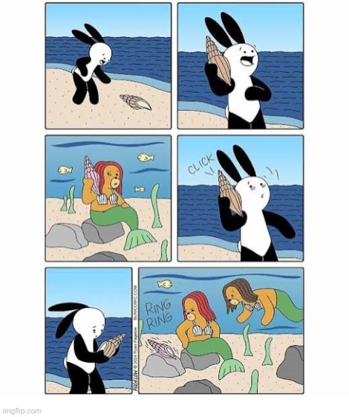 Buni Comics | image tagged in comics,buni comics,beach,seashell,mermaid,wrong number | made w/ Imgflip meme maker