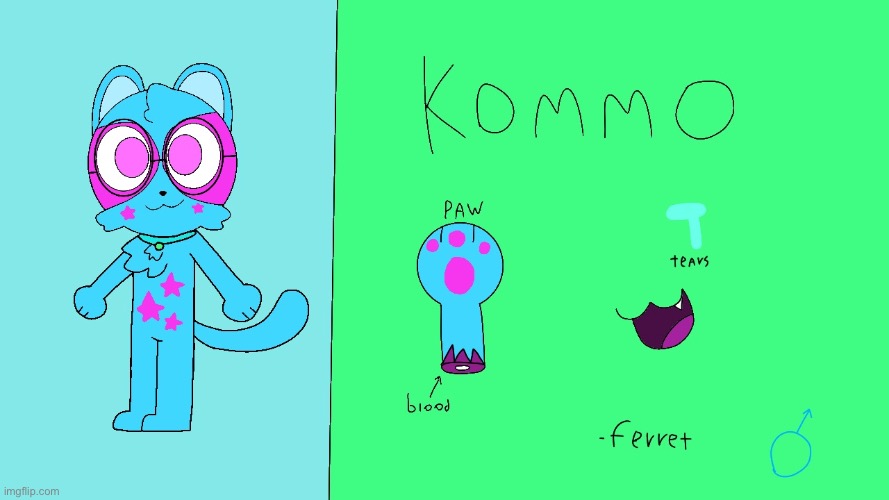 Kommo ref | image tagged in ec8845c9-f6c1-4636-9271-433cdeb50625 jpeg,ferret,oc,references | made w/ Imgflip meme maker