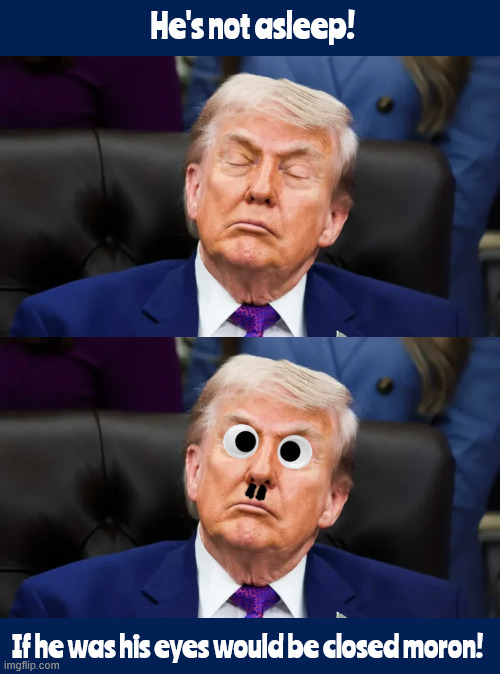 Drowsy dozing dictator | He's not asleep! If he was his eyes would be closed moron! | image tagged in drowsy dozing dictator,google eyes,he's not sleeping he's dead,zzzzzz,morbid maga,get don jrs mirror | made w/ Imgflip meme maker