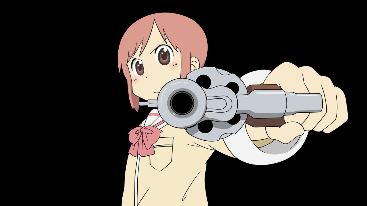 Anime Girl Pointing a Gun Blank Meme Template